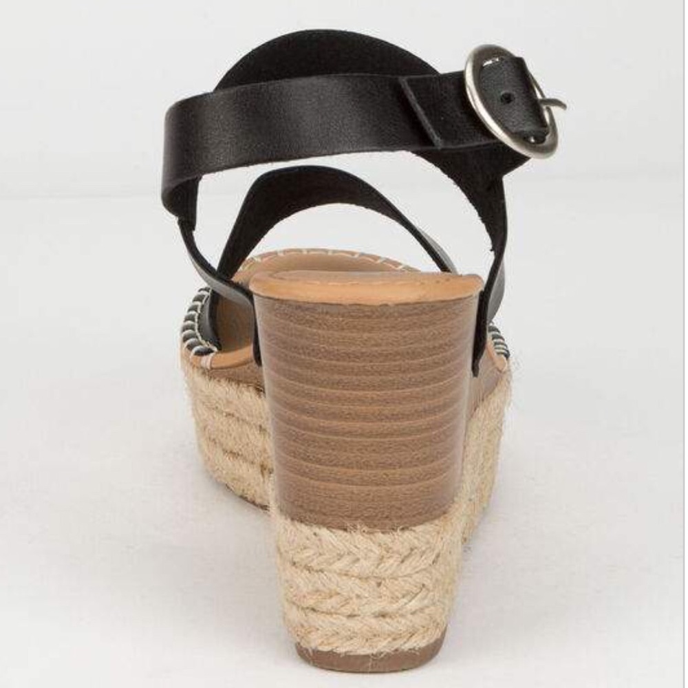 Soda Shoes Trip Black Espadrille Wedge - Picture 7 of 8